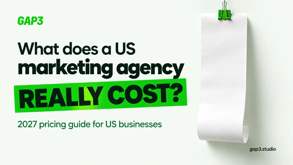 What does a US marketing agency really cost in 2027: a pricing guide for US businesses, with a blank receipt hanging on a clip